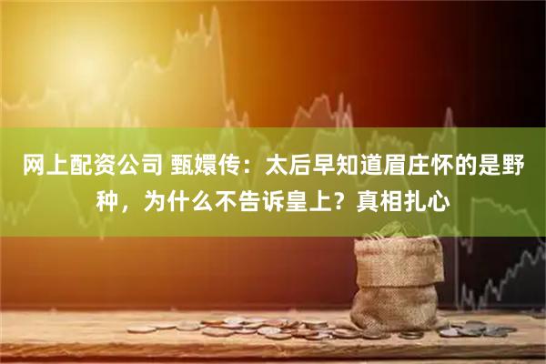 网上配资公司 甄嬛传：太后早知道眉庄怀的是野种，为什么不告诉皇上？真相扎心